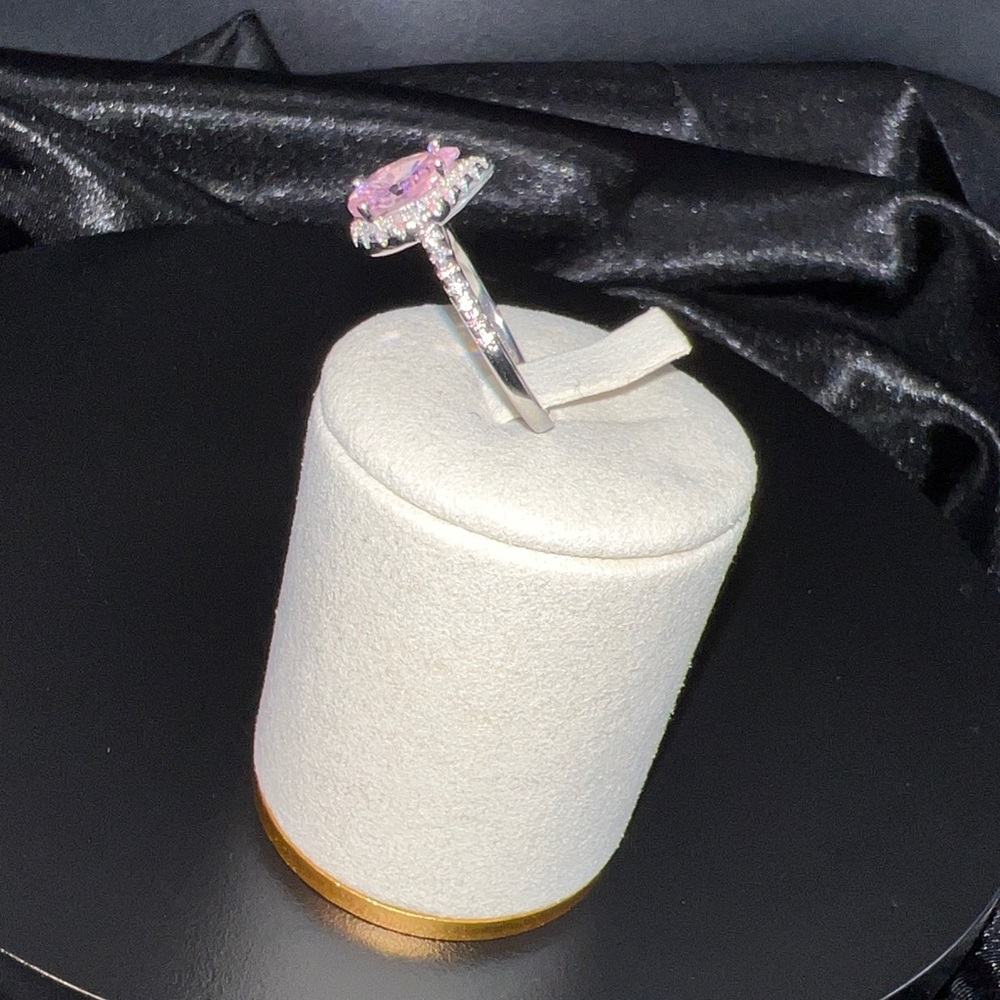 S925🌸AAA PINK CZ Tear Drop Ring🌸 SIZE 8 GORGEOUS - Picture 10 of 11